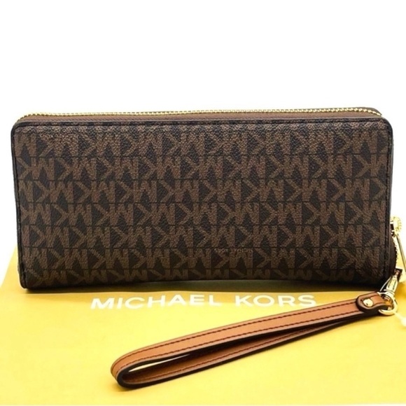 Michael Kors Large Continental Wallet Wristlet Brown - Picture 6 of 8